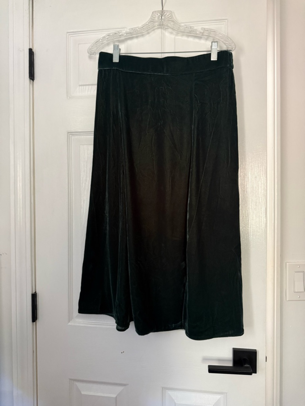 J. Crew Factory Green Velvet pull-on midi skirt